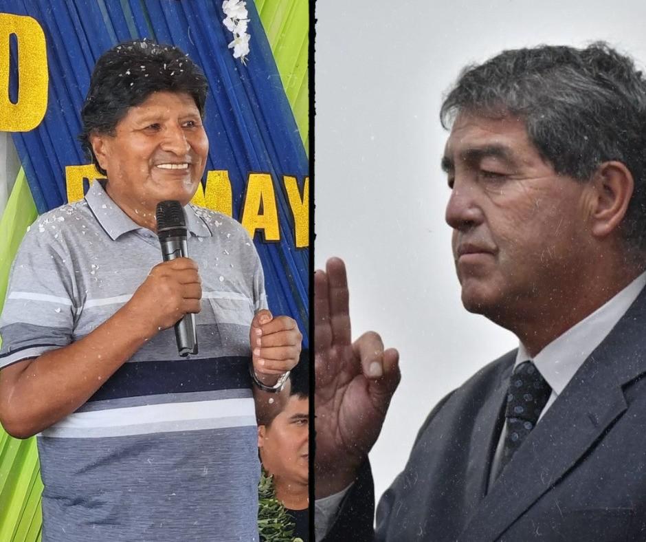 El ex presidente, Evo Morales y el viceministro de Régimen Interior, Hernán Paredes