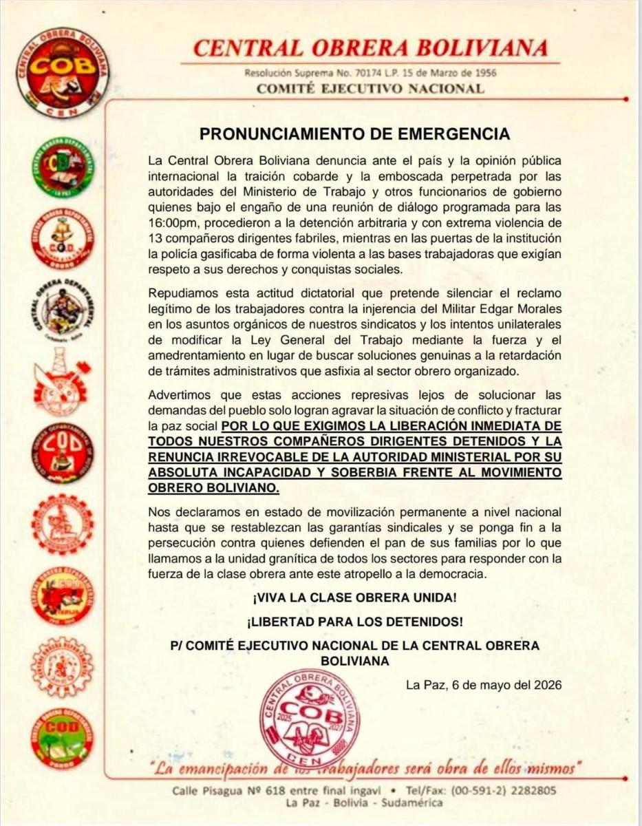 El pronunciamiento de la COB