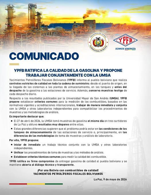 Comunicado de YPFB