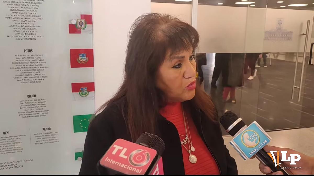 La diputada Jiménez en conferencia de prensa