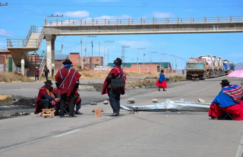 Punto de bloqueo en el departamento de La Paz