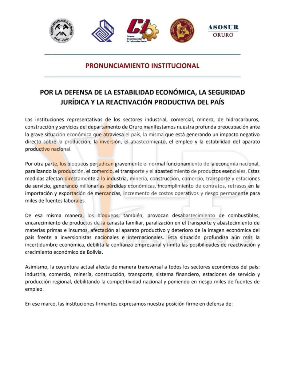 Pronunciamiento sobre bloqueos