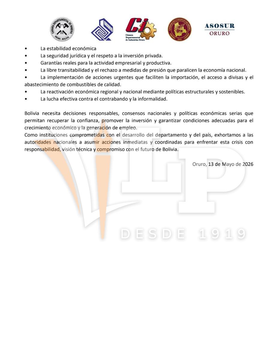 Pronunciamiento conjunto sobre bloqueos