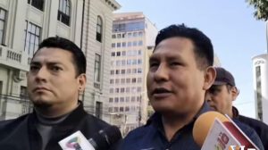 La dirigencia de Evo Pueblo en conferencia de prensa