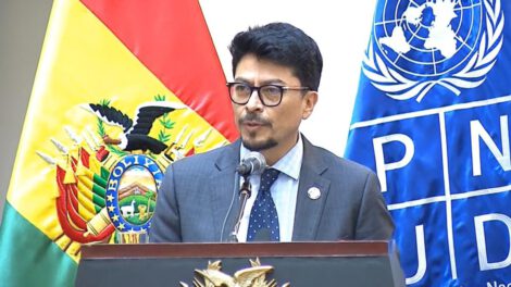 El canciller de Bolivia, Fernando Aramayo, en un acto
