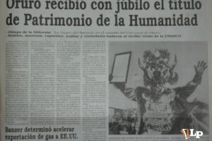 periódico de 2001 en el que se refleja la proclama del Carnaval de Oruro