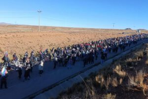 La marcha evista en su recorrido