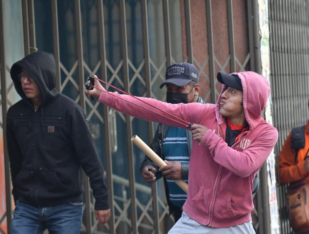 Un manifestante durante la pasada jornada en La Paz