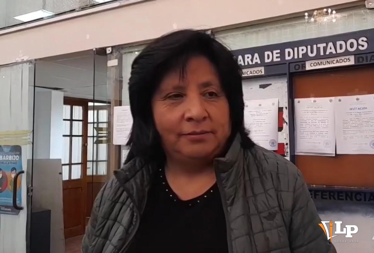La diputada Bilbao en conferencia de prensa