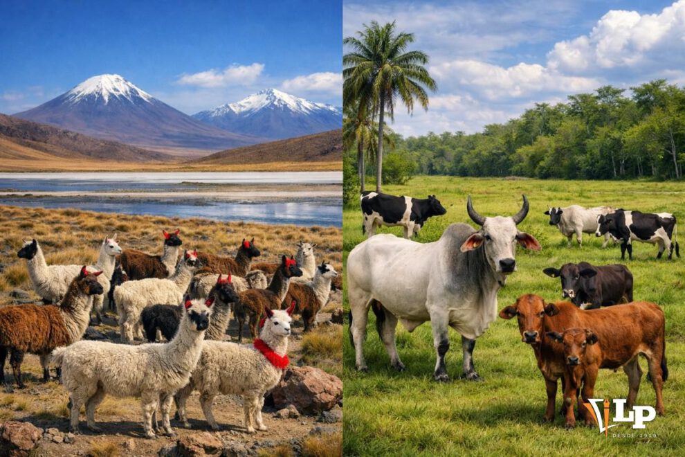 llamas y bovinos Bolivia