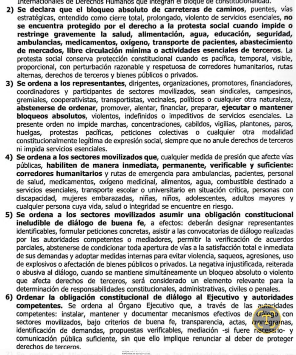 Resolución Constitucional N° 149/2026, mediante la cual dispone el levantamiento inmediato de todos los bloqueos absolutos