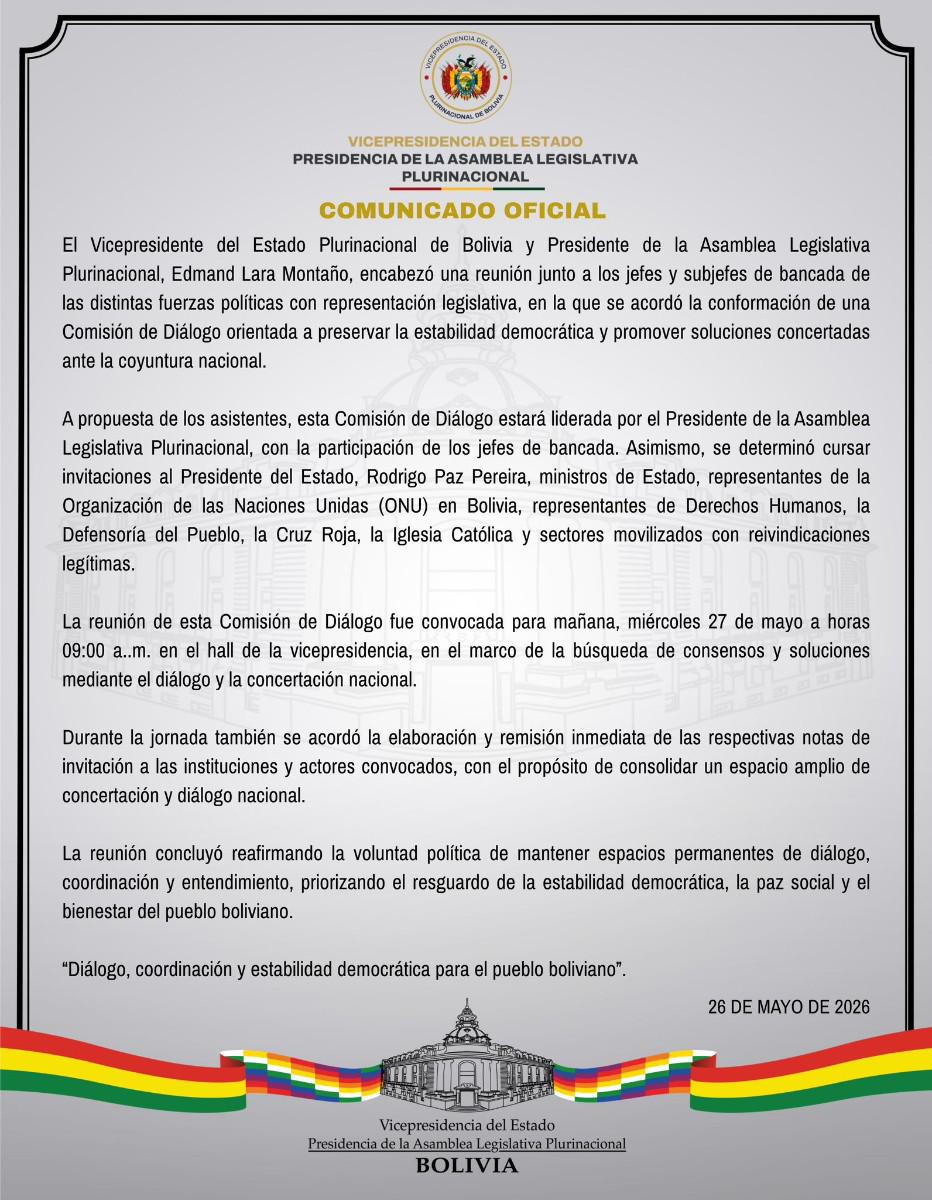 El comunicado que anuncia la creación de la comisión de diálogo