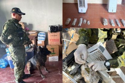 Se encontraron 9 paquetes con una sustancia verduzca ocultos en aires acondicionados
