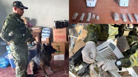 Se encontraron 9 paquetes con una sustancia verduzca ocultos en aires acondicionados