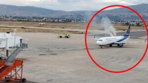 La aeronave de BoA tras aterrizar de emergencia