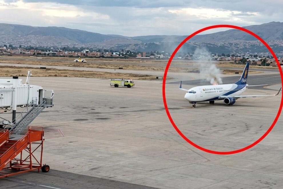 La aeronave de BoA tras aterrizar de emergencia