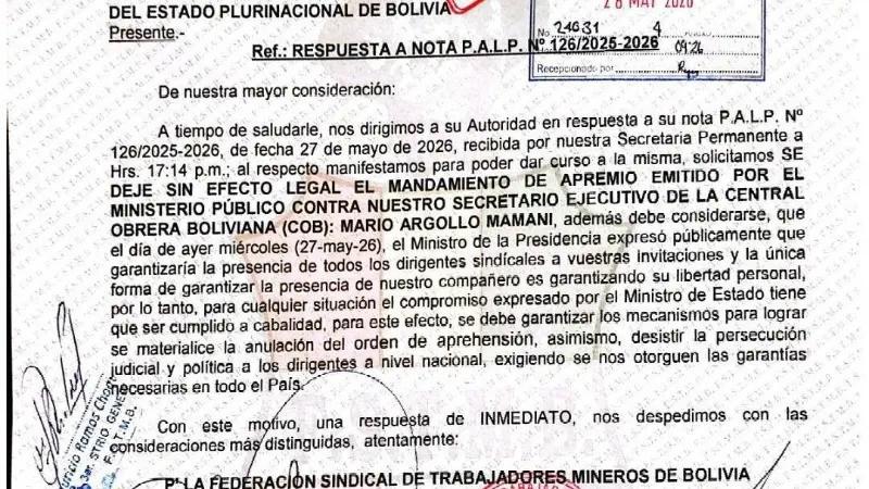 La carta que envió la Fstmb