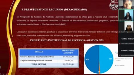 Universitarios de Contaduría Pública durante la defensa virtual de su proyecto de presupuestos