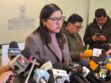 La diputada Lissa Claros en conferencia de prensa