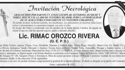 Lic. Rimac Orozco Rivera Q. E. P. D.