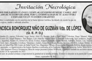Invitación Necrológica de Francisca Bohorquez Niño de Guzmán