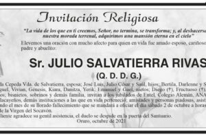 Invitación Religiosa para Julio Salvatierra Rivas
