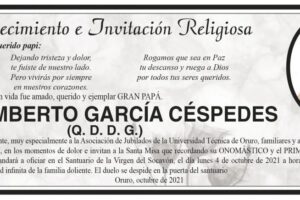 Agradecimiento e Invitación Religiosa por Humberto García Céspedes