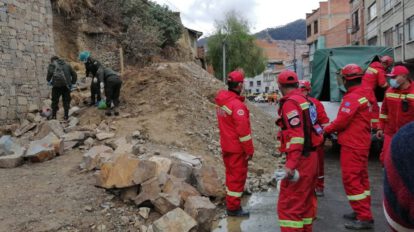 Deslizamiento de muro de contención en La Paz