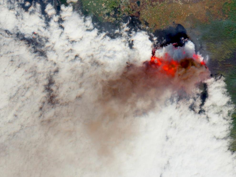 Erupción volcánica en Cumbre Vieja vista desde el espacio