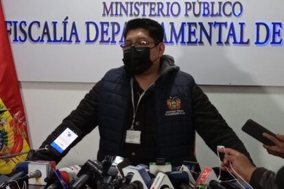 Luis Fernando Camacho en conferencia de la Fiscalía