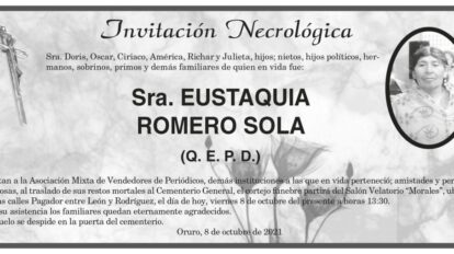 Invitación Necrológica de Eustaquia Romero Sola