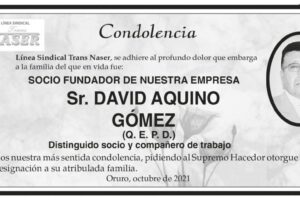 Condolencia por David Aquino Gómez