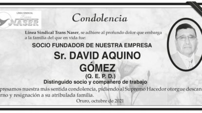 Condolencia por David Aquino Gómez