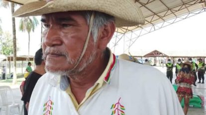 Marcial Fabricano durante la Marcha Indígena