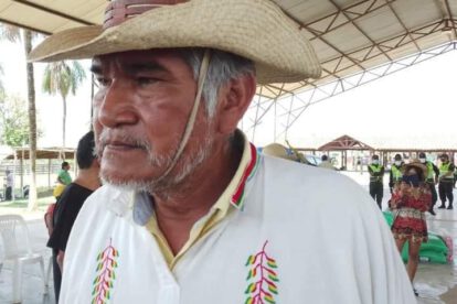 Marcial Fabricano durante la Marcha Indígena