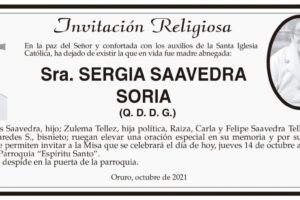 Obituarios de Sra. Sergia Saavedra Soria