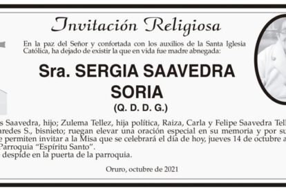 Obituarios de Sra. Sergia Saavedra Soria