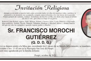 Invitación Religiosa para Francisco Morochi Gutiérrez