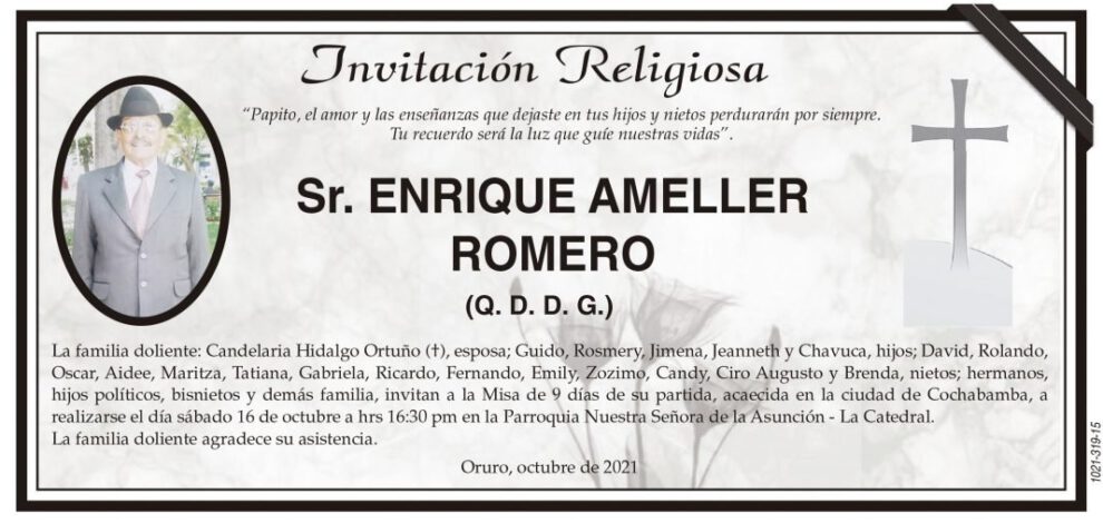 Obituarios de Enrique Ameller Romero