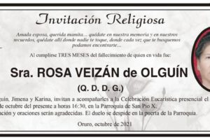 Invitación Religiosa: Rosa Veizán de Olguín