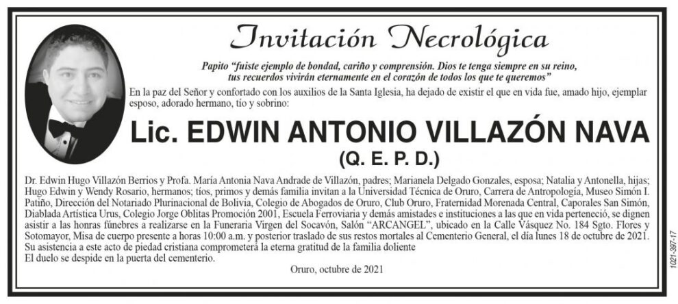 Lic. Edwin Antonio Villazón Nava Q. E. P. D.