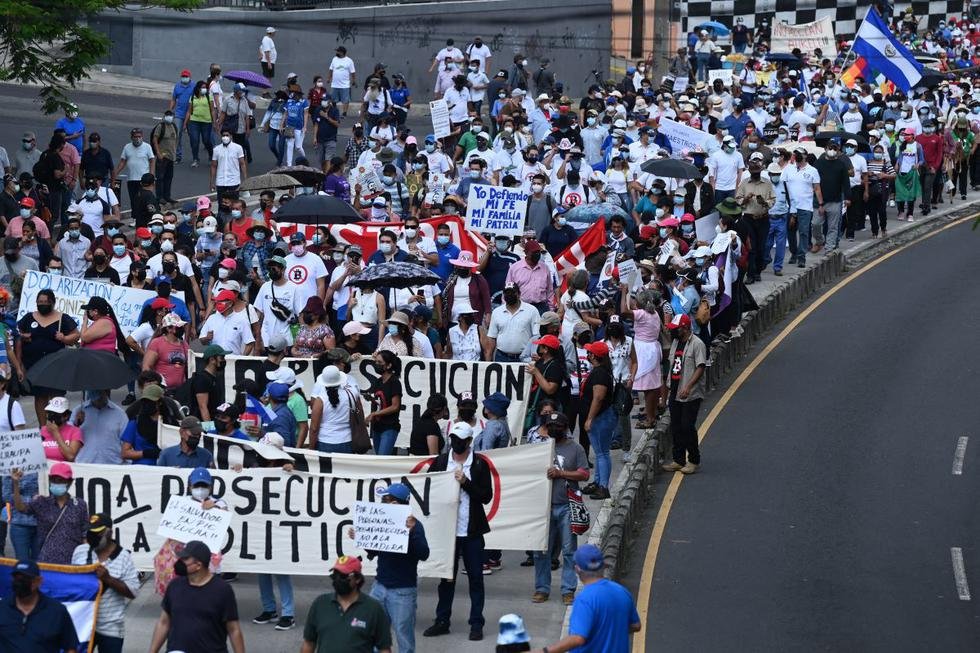Protesta contra Nayib Bukele en El Salvador