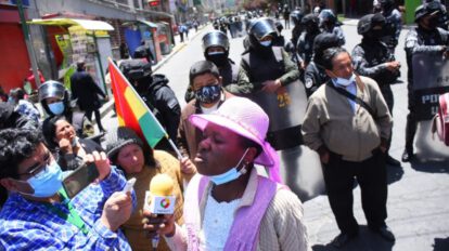 Tomasa Medina en marcha de La Paz