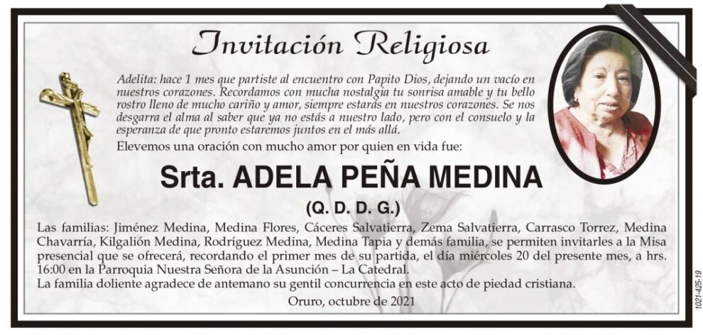 Invitación Religiosa por Adela Peña Medina