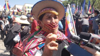 Lidia Patty huelga de hambre en la plaza Murillo