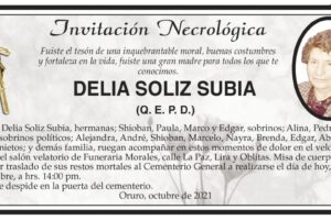 Invitación Necrológica de Delia Soliz Subia