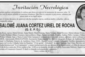 Invitación Necrológica de Salomé Juana Cortez Uriel de Rocha