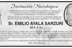 Invitación Necrológica: Sr. Emilio Ayala Sarzuri