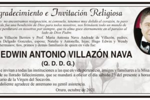 Agradecimiento e Invitación Religiosa por Lic. Edwin Antonio Villazón Nava