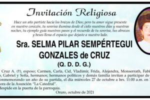 Invitación Religiosa para Selma Pilar Sempertegui Gonzales